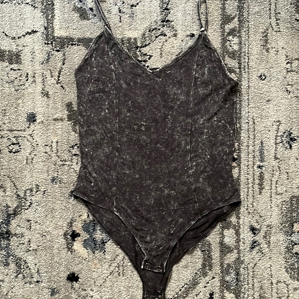 A&E soft and sexy grey marble body suit with open back